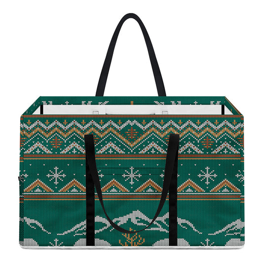 Polar Bear Knitted Pattern Print Utility Tote Bag