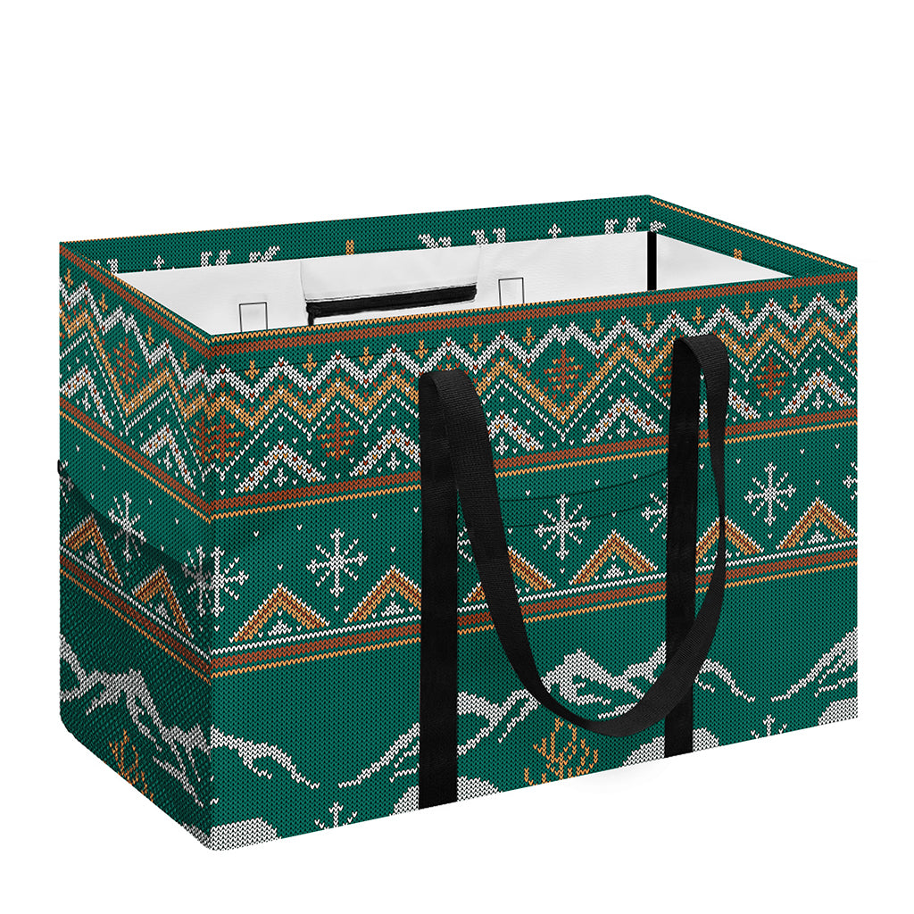 Polar Bear Knitted Pattern Print Utility Tote Bag