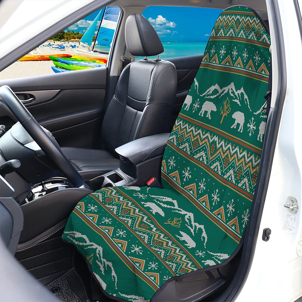 Polar Bear Knitted Pattern Print Waterproof Car Seat Cover