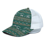 Polar Bear Knitted Pattern Print White Mesh Trucker Cap