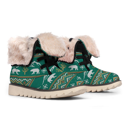 Polar Bear Knitted Pattern Print Winter Boots