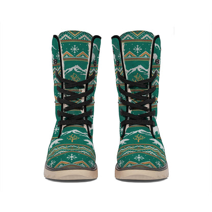 Polar Bear Knitted Pattern Print Winter Boots