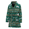 Polar Bear Knitted Pattern Print Women's Bathrobe