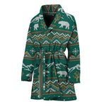 Polar Bear Knitted Pattern Print Women's Bathrobe