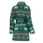 Polar Bear Knitted Pattern Print Women's Bathrobe