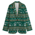 Polar Bear Knitted Pattern Print Women's Blazer