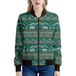 Polar Bear Knitted Pattern Print Women's Bomber Jacket