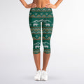 Polar Bear Knitted Pattern Print Women's Capri Leggings