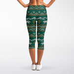 Polar Bear Knitted Pattern Print Women's Capri Leggings