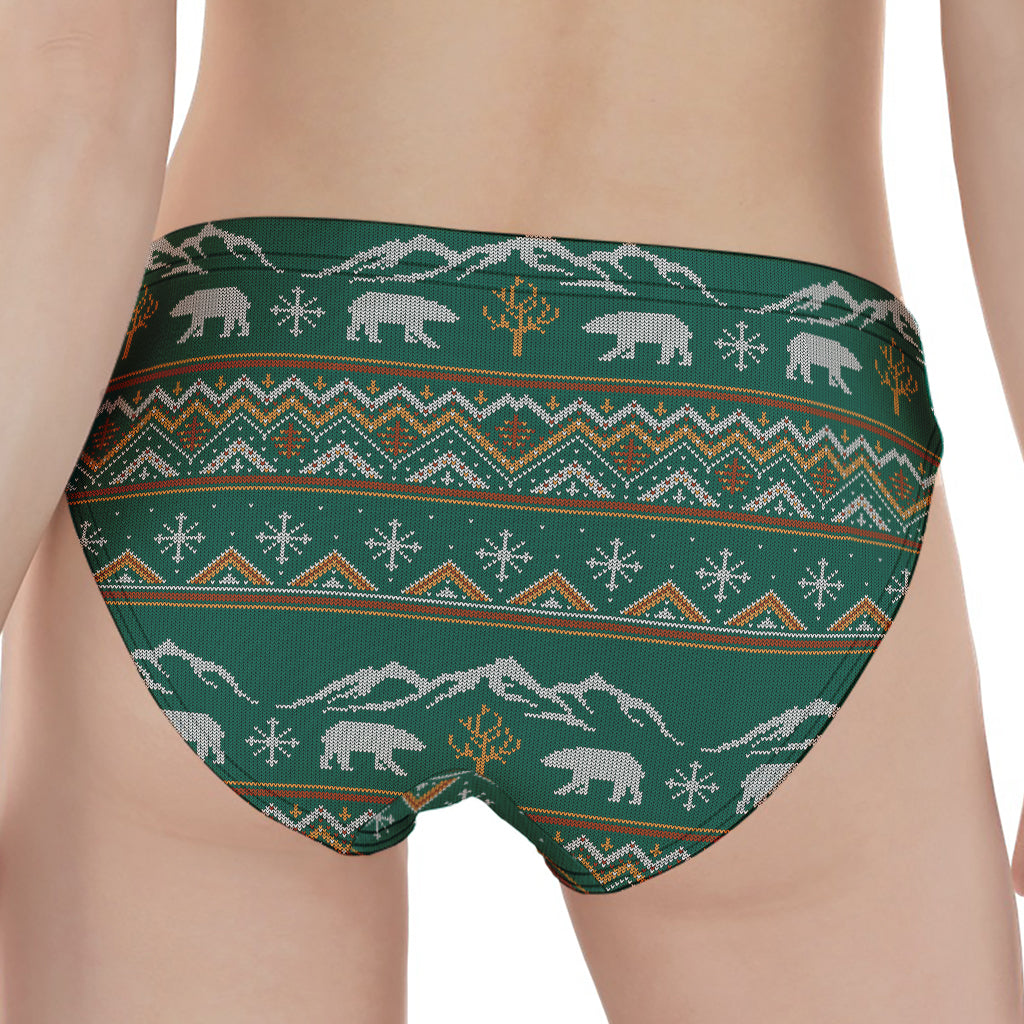 Polar Bear Knitted Pattern Print Women's Panties