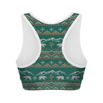 Polar Bear Knitted Pattern Print Women's Sports Bra