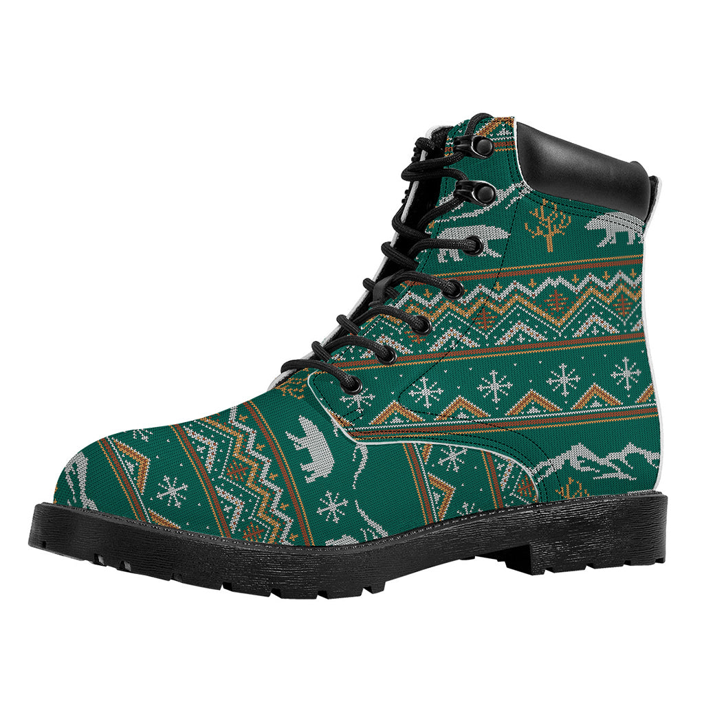 Polar Bear Knitted Pattern Print Work Boots