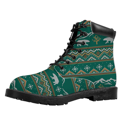 Polar Bear Knitted Pattern Print Work Boots