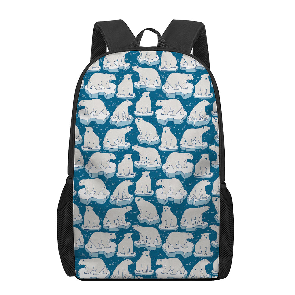 Polar Bear On Ice Pattern Print 17 Inch Backpack