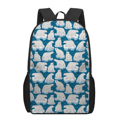 Polar Bear On Ice Pattern Print 17 Inch Backpack