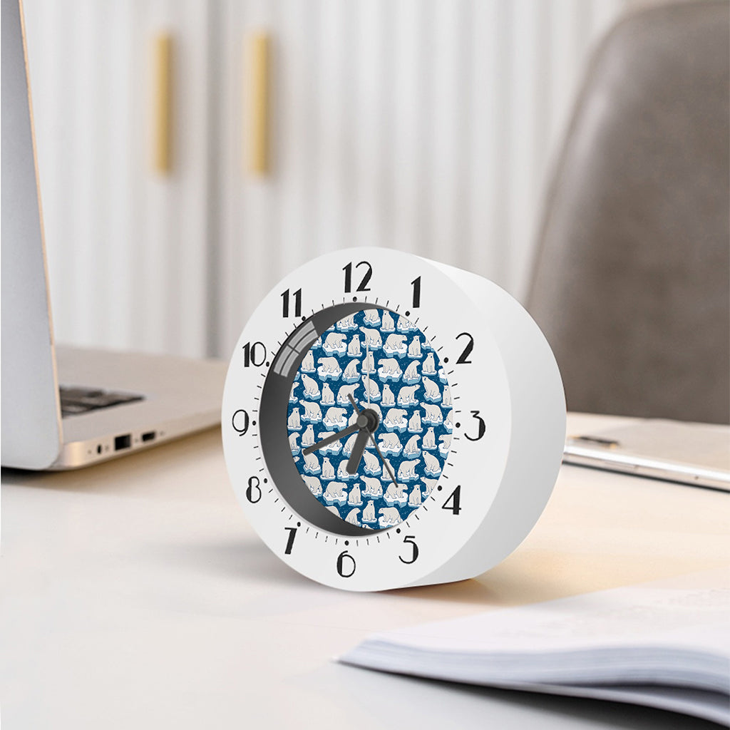 Polar Bear On Ice Pattern Print Alarm Clock
