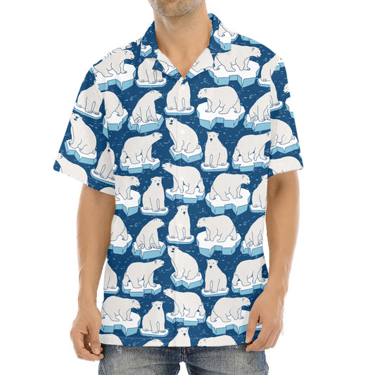 Polar Bear On Ice Pattern Print Aloha Shirt