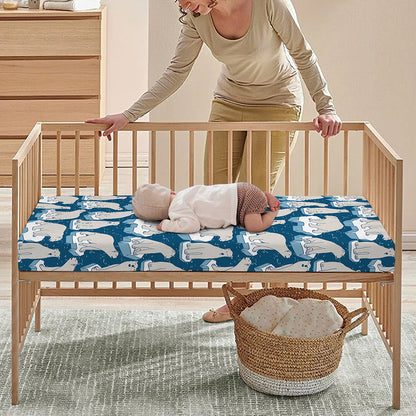 Polar Bear On Ice Pattern Print Baby Crib Sheet