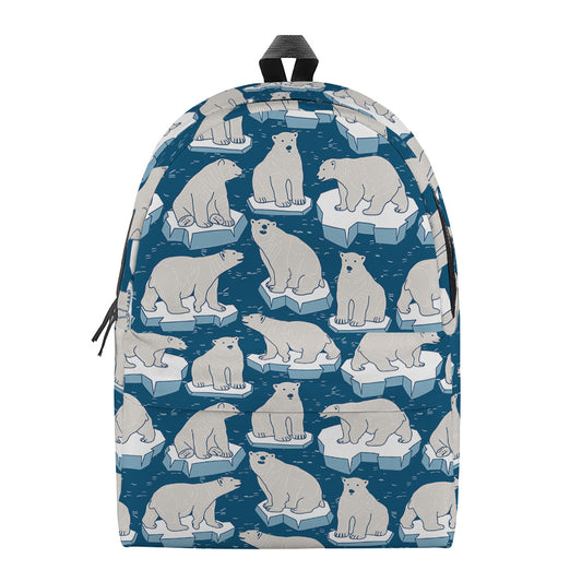 Polar Bear On Ice Pattern Print Backpack