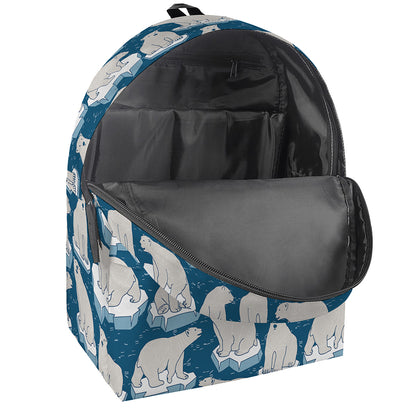 Polar Bear On Ice Pattern Print Backpack