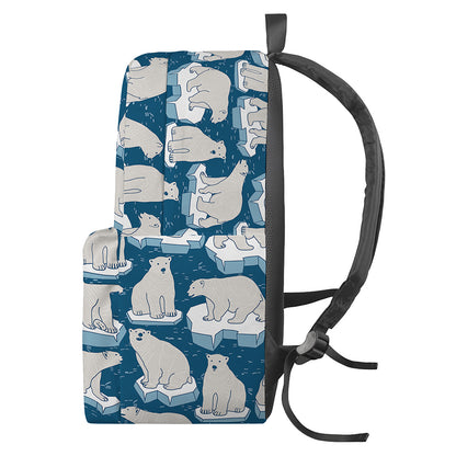 Polar Bear On Ice Pattern Print Backpack