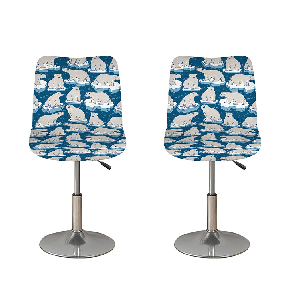 Polar Bear On Ice Pattern Print Bar Stool Covers
