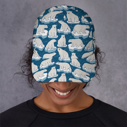 Polar Bear On Ice Pattern Print Baseball Cap
