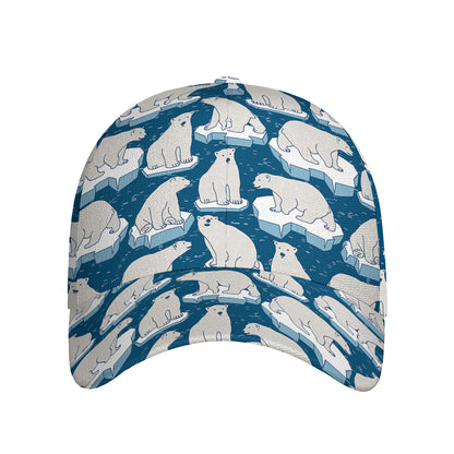 Polar Bear On Ice Pattern Print Baseball Cap