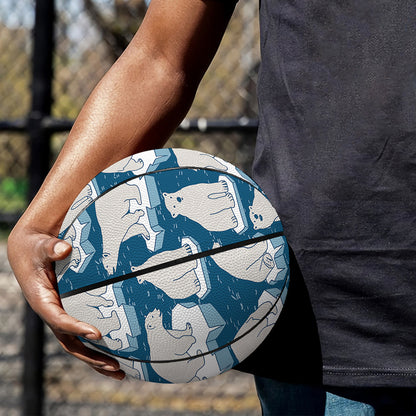 Polar Bear On Ice Pattern Print Basketball