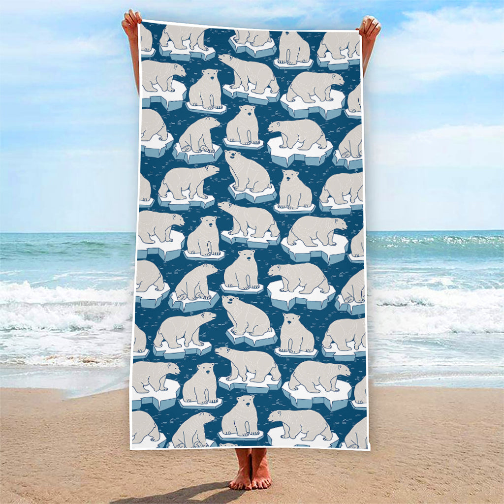 Polar Bear On Ice Pattern Print Beach Towel