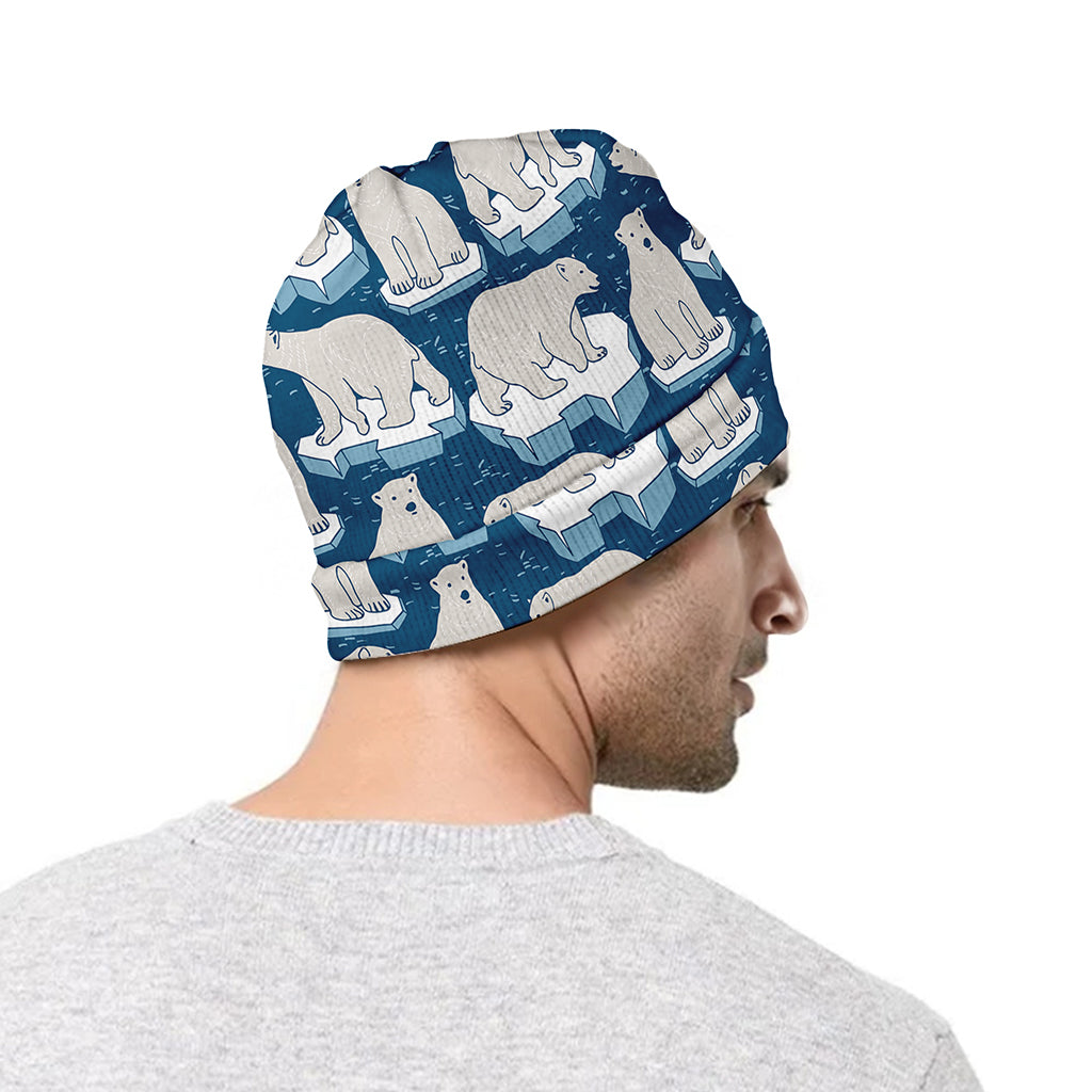 Polar Bear On Ice Pattern Print Beanie
