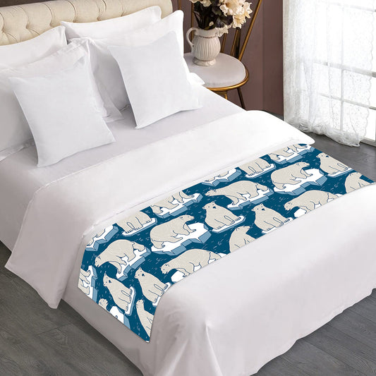 Polar Bear On Ice Pattern Print Bed Runner
