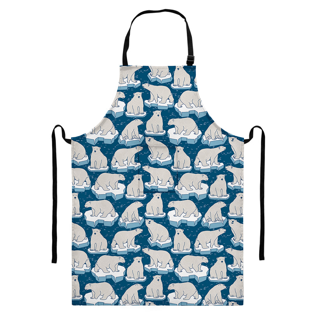 Polar Bear On Ice Pattern Print Bib Apron With Pocket