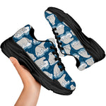 Polar Bear On Ice Pattern Print Black Chunky Shoes