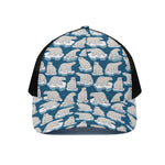 Polar Bear On Ice Pattern Print Black Mesh Trucker Cap