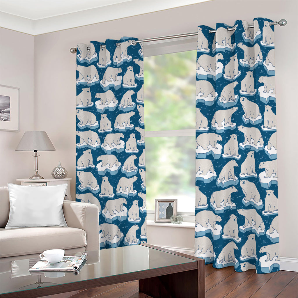 Polar Bear On Ice Pattern Print Blackout Grommet Curtains