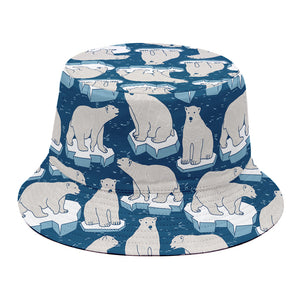 Polar Bear On Ice Pattern Print Bucket Hat