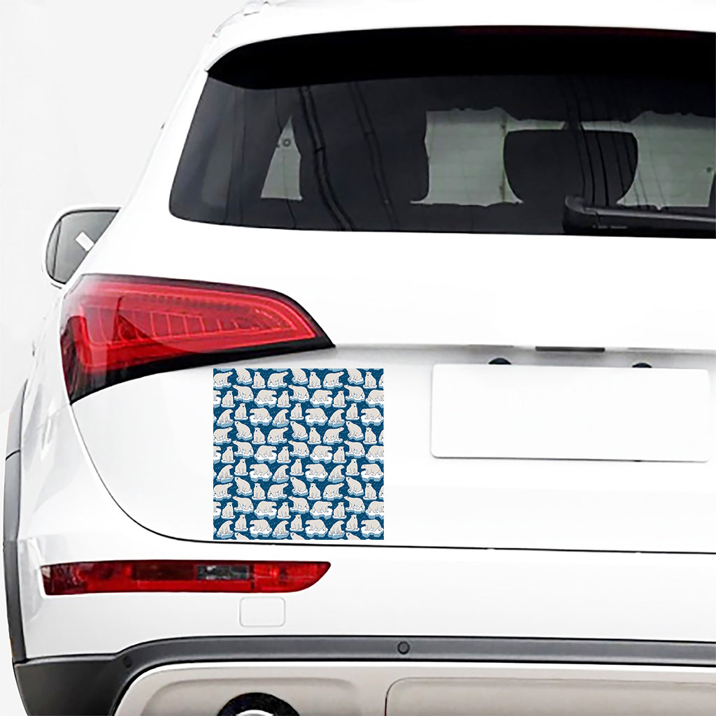 Polar Bear On Ice Pattern Print Car Sticker