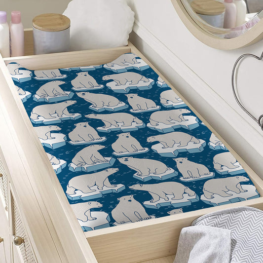 Polar Bear On Ice Pattern Print Changing Pad Cover