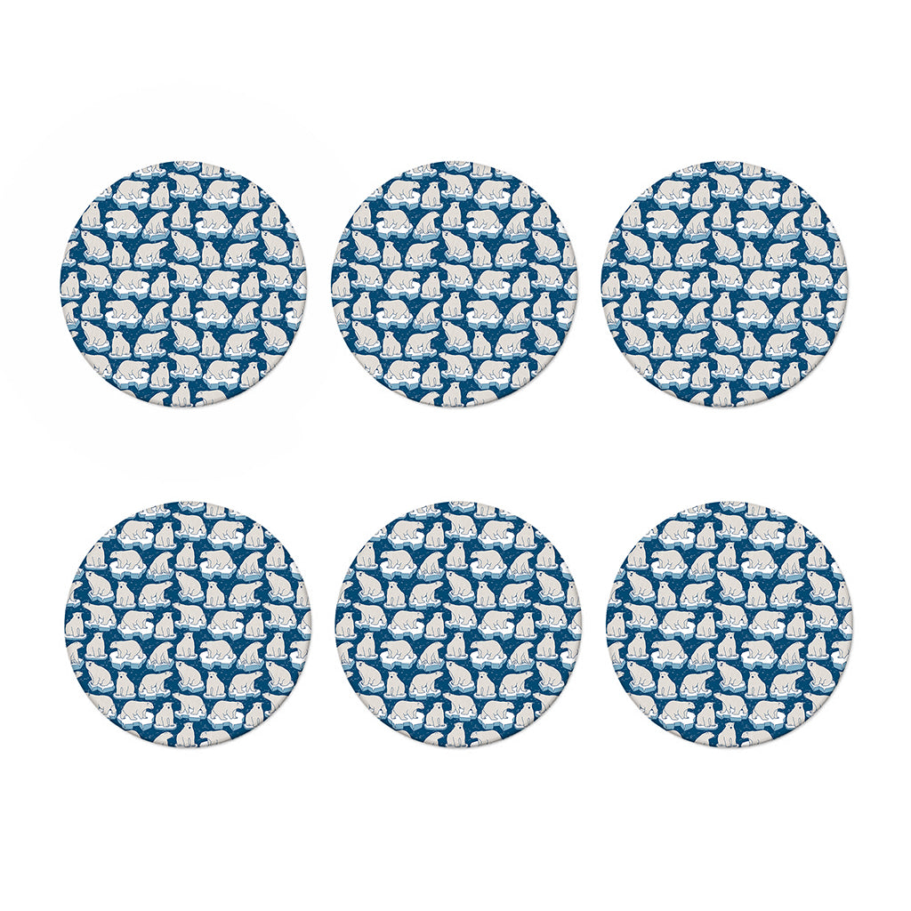 Polar Bear On Ice Pattern Print Coaster Set