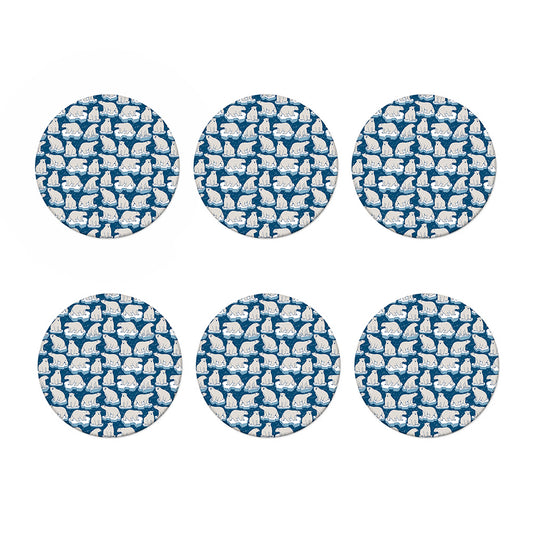 Polar Bear On Ice Pattern Print Coaster Set