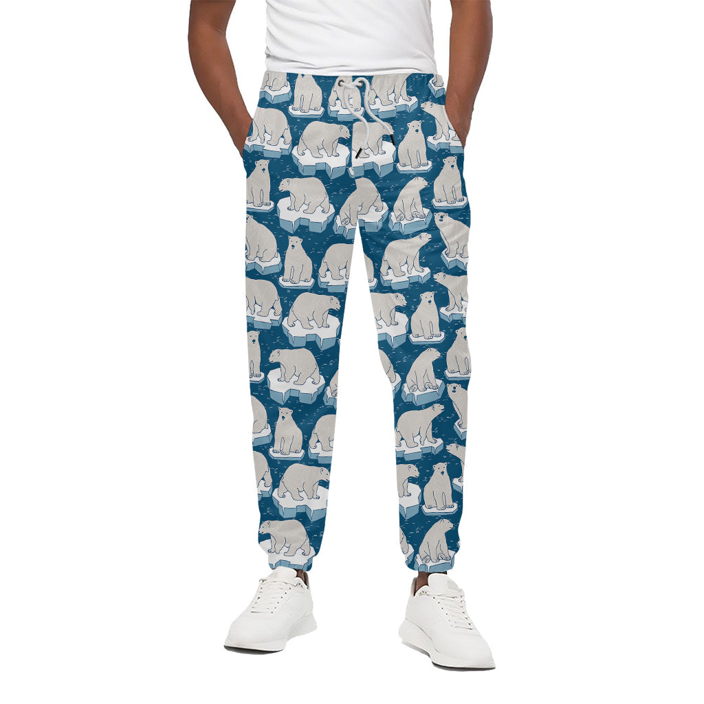Polar Bear On Ice Pattern Print Cotton Pants