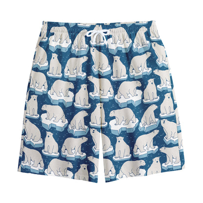 Polar Bear On Ice Pattern Print Cotton Shorts