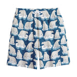 Polar Bear On Ice Pattern Print Cotton Shorts