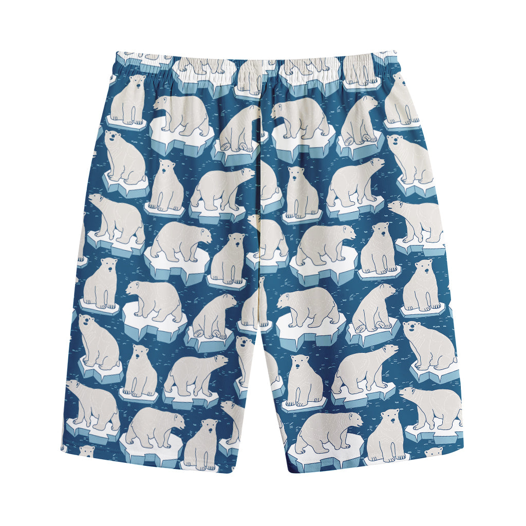 Polar Bear On Ice Pattern Print Cotton Shorts