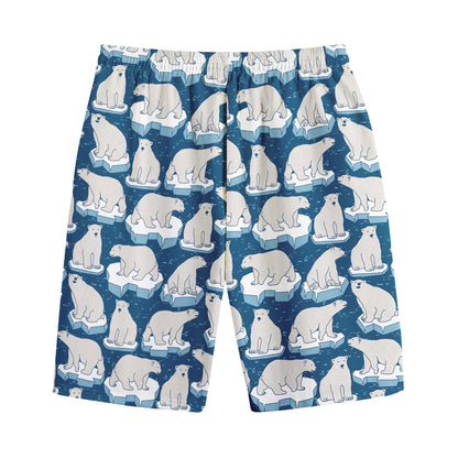 Polar Bear On Ice Pattern Print Cotton Shorts