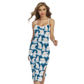 Polar Bear On Ice Pattern Print Cross Back Cami Dress