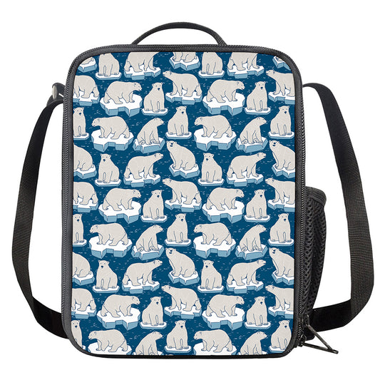 Polar Bear On Ice Pattern Print Crossbody Lunch Bag
