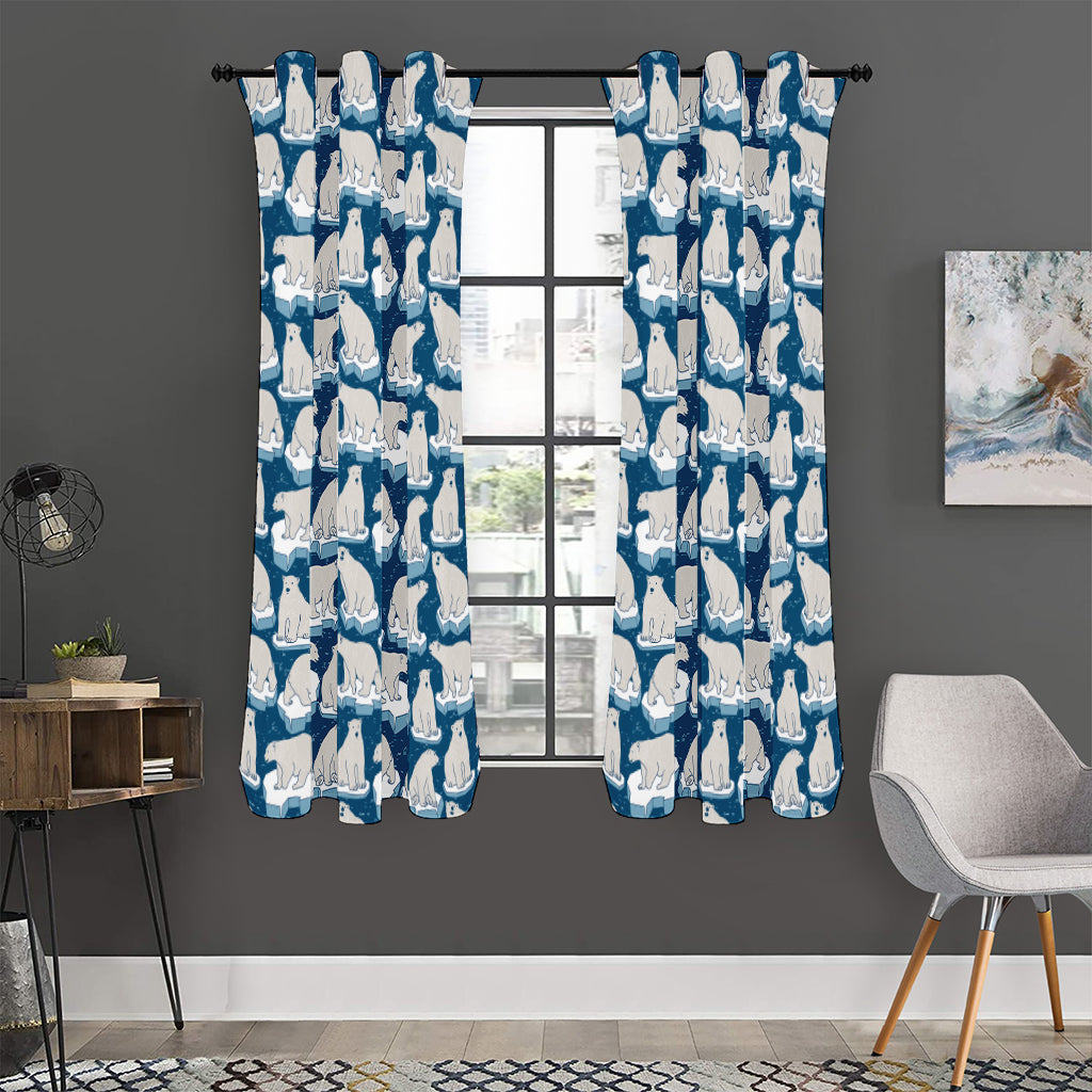 Polar Bear On Ice Pattern Print Curtain