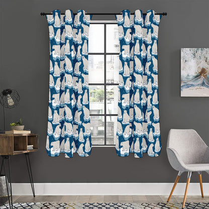 Polar Bear On Ice Pattern Print Curtain